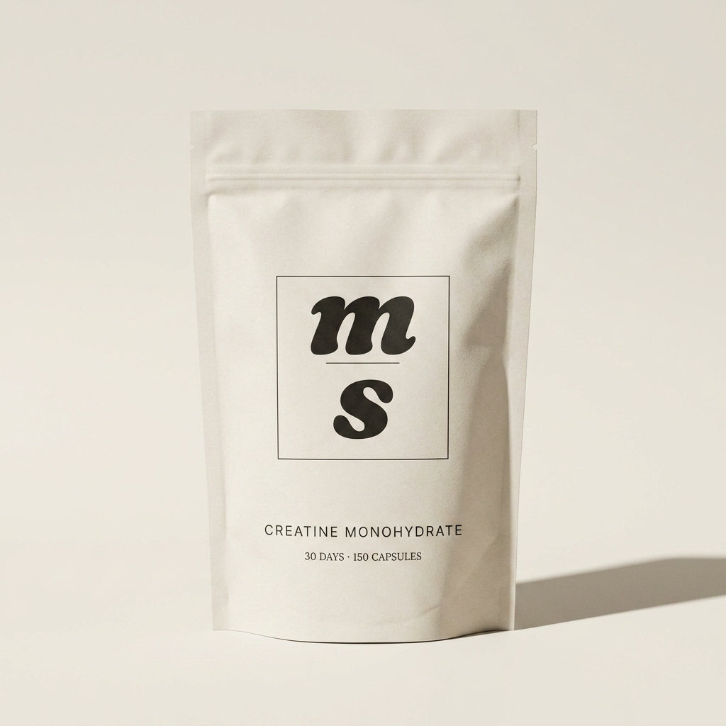 Mental Stack 30-day pouch on a bone backdrop